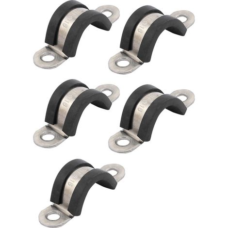 5Pc 16mm Dia Caoutchouc Ligne U Forme Acier inoxydable Tuyau Agrafe Câble (1/3)