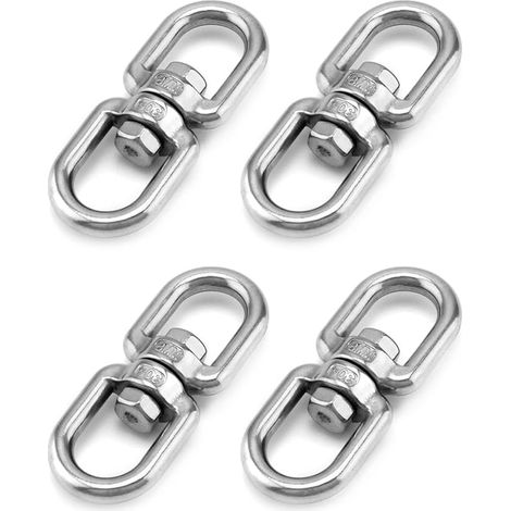 M8 Double End Swivel Ring 360° Swivel 304 Stainless Steel Swivel Hooks for Hanging Chair, Grill Swivel, Sandbag, 8mm (1/3)