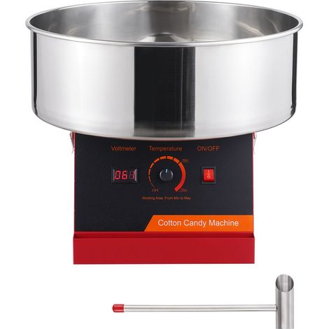 Machine à barbe à papa électrique 1000W, bol en acier inoxydable, avec cuillère à sucre, idéale pour anniversaires et fêtes en famille (Rouge) (1/5)