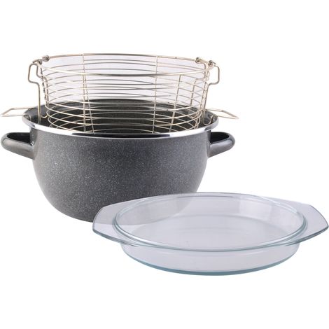 Magefesa PARMA Salten Freidora Cestillo 24cm, Recubrimiento Esmaltado, Limpieza Lavavajillas, Todas Cocinas Gris