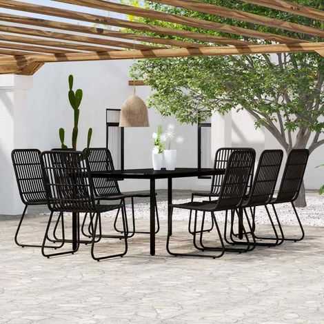 vidaXL 9 Piece Garden Dining Set Black (1/5)