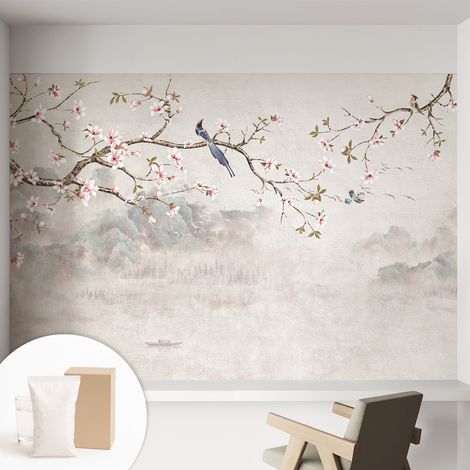 Papier peint intissé décoratif pour salon chambre et cuisine Facile à poser avec colle Paysage oriental 152x104 cm (1/5)