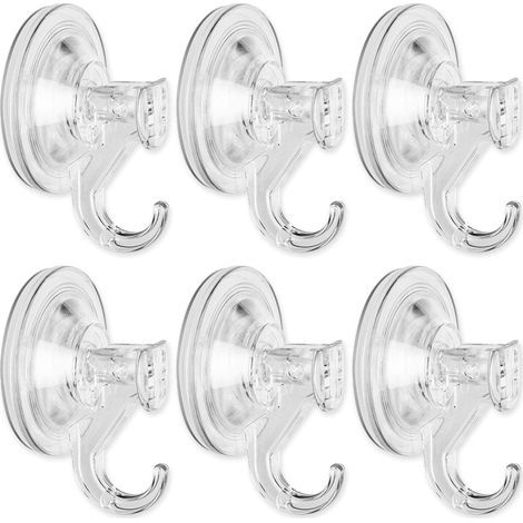 Crochet Ventouse, Lot de 6 fixation ventouse pour fenêtre, cuisine et salle de bains, sans perçage, capacité de charge 4KG, transparent (1/5)