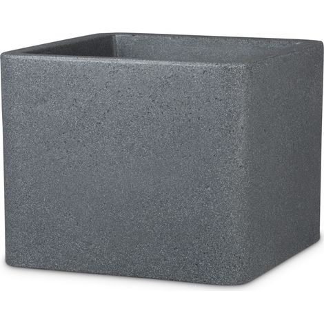 Scheurich Alea 40, Pflanzgefäß/Blumentopf/Pflanzkübel, quadratisch, aus Kunststoff Farbe: Schwarz-Granit, 38 cm Durchmesser, 33 cm hoch, 44 l Vol.