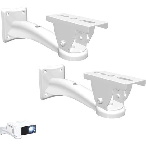 Lot de 2 supports muraux pour mini projecteur, montage mural, appareil photo, rotatif à 360 °, réglable de 7,8 pouces, blanc (1/5)