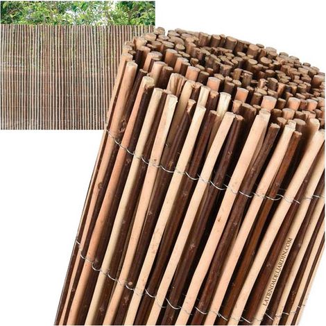 Valla de Mimbre Bicolor 2x3 metros Cañizo Jardin natural Cerramiento de Mimbre 85% Ocultación Valla Decorativa (1/5)