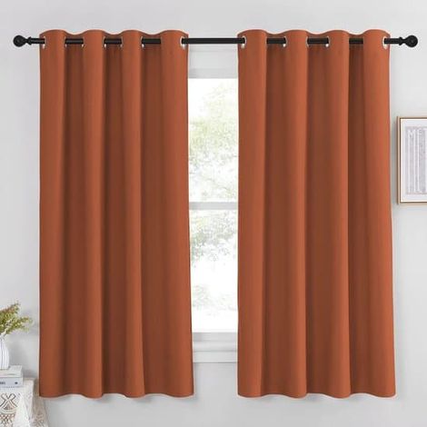 Panneau de rideau occultant et insonorisant pour chambre à coucher, 132 x 160 cm, couleur orange brûlé (1/5)