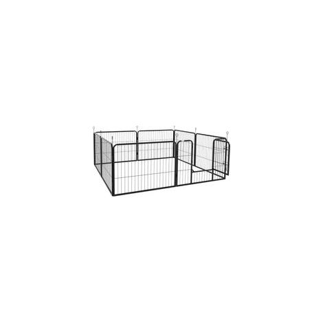 Clôture modulaire pour chien en 8 pièces, pour une utilisation intérieure et extérieure, en acier, 80 x 60 cm, noire (1/5)