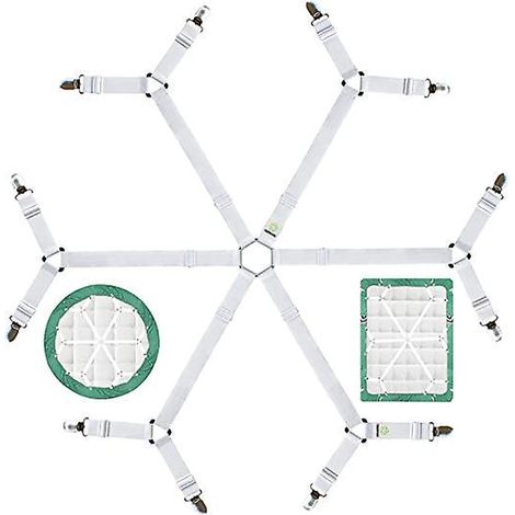 sangle De Drap Hexagonale Antidrapante (blanche), Sangle De Drap-housse De Qualit Suprieure Avec Sangle Lastique Croise 6 Voies Et Clip D'angle, (1/5)