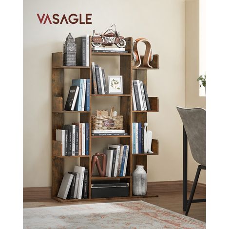 Vasagle – Bibliothèque arbre 13 compartiments 86 x 25 x 140 cm – Coins arrondis – Marron rustique – LBC67BXV1