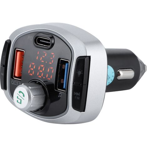Émetteur FM Bluetooth 5.0, lecteur MP3, appels mains libres, éclairage coloré, double affichage, PD3.0, QC3.0 (1/5)