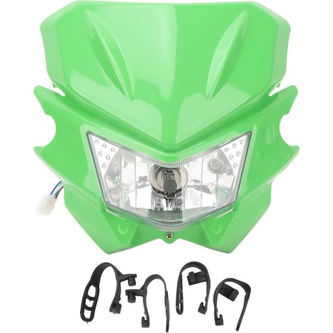 GARRYFIZH Phare avant de moto H4 avec interface LED étanche et feux de jour (DRL) pour KLX 110 125 150 230 250 300 450R CRF WRF DC12V Vert