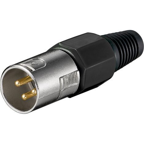Fiche Microphone, 3 Pin, avec contacts dorés et décharge de traction vissée. Branchement 3 Pin