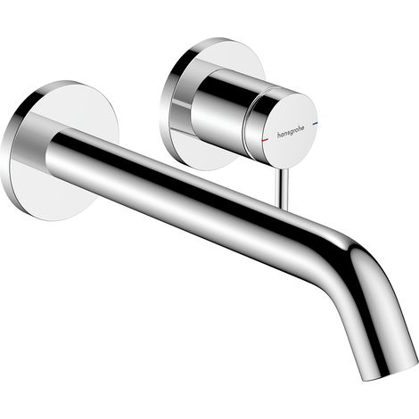 Hansgrohe – Mitigeur lavabo mural Tecturis S – Bec 22.5cm – Écoulement libre – Cartouche céramique – Limiteur de température réglable
