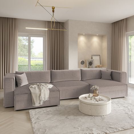 U-Sofa 5-Sitzer umwandelbar Truhe Jimmy Taupe