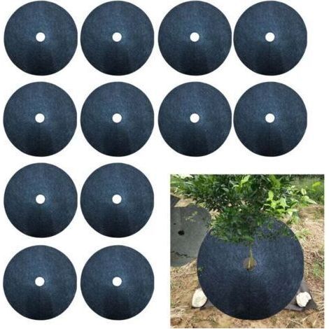 12 Pièces Tapis de Plantes Disque de Paillage Tapis de Paillage en Fibre de Tapis de Désherbage des Plantes Tapis de Protection pour Plantes en Pot Biodégradable Diamètre extérieur 15cm - dia (1/5)