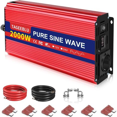 2000W convertisseur 12v 220v Pur Sinus, transformateur 12v 220v avec écran LCD, 1 Prises UE (1/5)