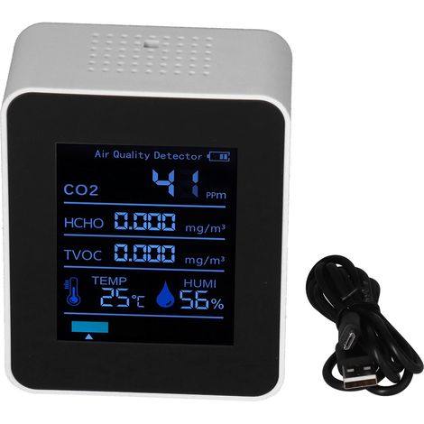 Tragbarer CO2-Detektor – Luftqualitätsmonitor mit Temperatur- und Feuchtigkeitssensor (1/5)