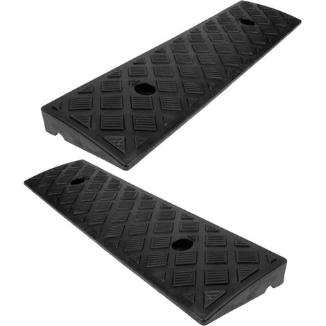 Rampe De Seuil - 2 Pièces - Caoutchouc Et Plastique - Antidérapante - Garage Et Fauteuil Roulant - 49,5x13x3 Cm (1/5)
