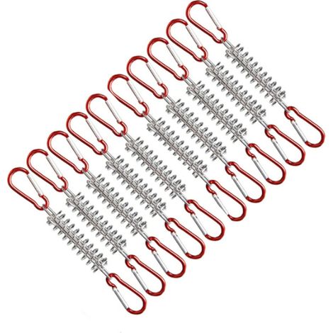 Ensemble de 10 ressorts de tension pour auvent avec 20 mousquetons, adapté à la fixation des auvents de tentes de camping. (1/5)