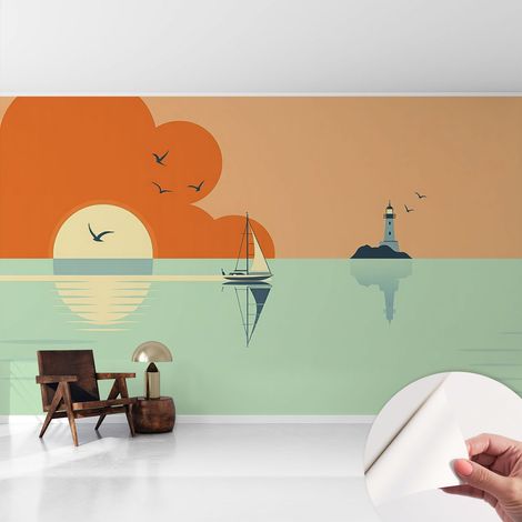 Fotomurale adesivo - murale da parete - Carta da parati autoadesiva - design parete moderno - Incanto marino 416x254 cm (1/5)