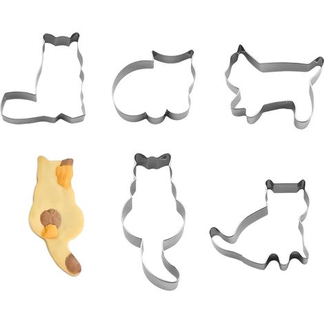 Emporte-pièce Chat - Acier Inoxydable Alimentaire - Pour Biscuits Gâteaux Sandwichs Chocolat Gelée Pâte à Modeler - Lot de 5 (1/5)