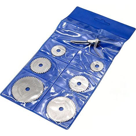 Lot de 7 mini lames de scie HSS, disques de coupe rotatifs circulaires, rallonge incluse (1/5)