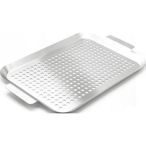 Primaster Grillschale mit Löcher Edelstahl 43 x 26 cm Grillpfanne/- platte (1/2)
