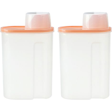 Boîte de conservation hermétique pour aliments secs, distributeur en plastique sans BPA avec bec verseur, verre doseur pour céréales, farine et ingrédients de pâtisserie, fouet en acier inoxydable inc (1/5)