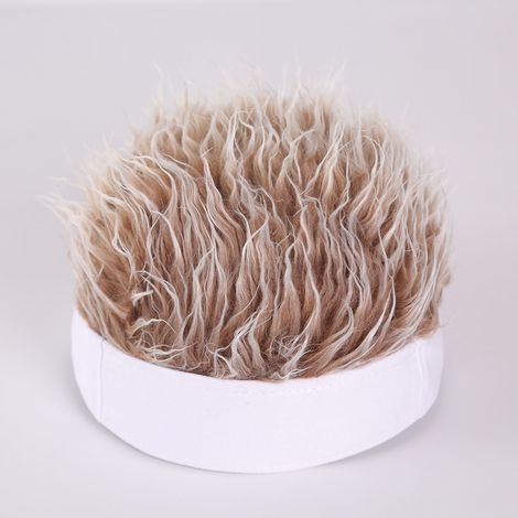 Serre-tête Perruque Homme Coton Élégant Imitation Rétro Cheveux Courts Faux Hair Hip Hop Bonnet Amusant Blanc Marron Ajustable (1/3)