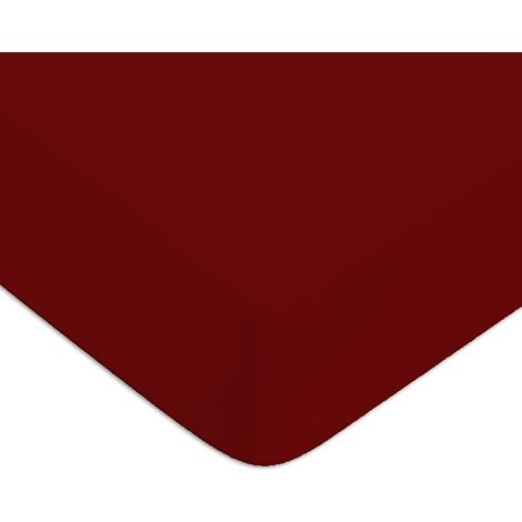 Drap housse en coton 57 fils uni bonnet 25cm terracotta 140x200cm