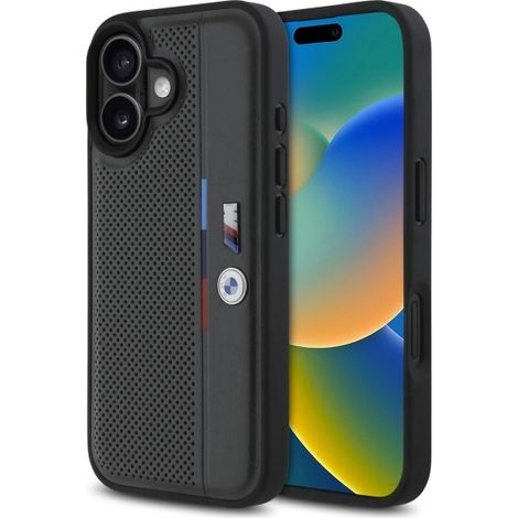 BMW BMHCP16S23PUPVA iPhone 166.1 antracita/antracita estuche rígido M Línea de detalle tricolor perforada (1/5)