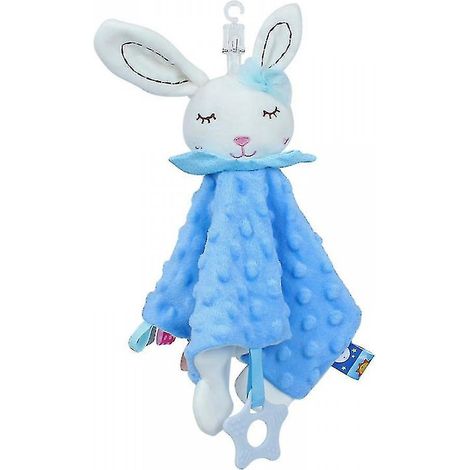 Kuscheltier für Neugeborene – Niedliche Tierkuscheldecke – Hase, Elefant – Beruhigendes Handtuch – Blauer Hase