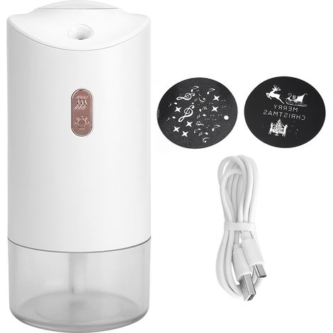 Humidificateur d'air USB rechargeable 300ml avec lumière ambiante de projection pour maison, bureau, voiture - blanc (1/5)