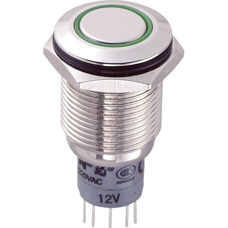 TRU COMPONENTS 701792 LAS2GQF-22E/G/12V/N/P Pulsante antivandalo 250 V/AC 3 A 2 x On / (On) Momentaneo Verde 1 pz. (1/3)