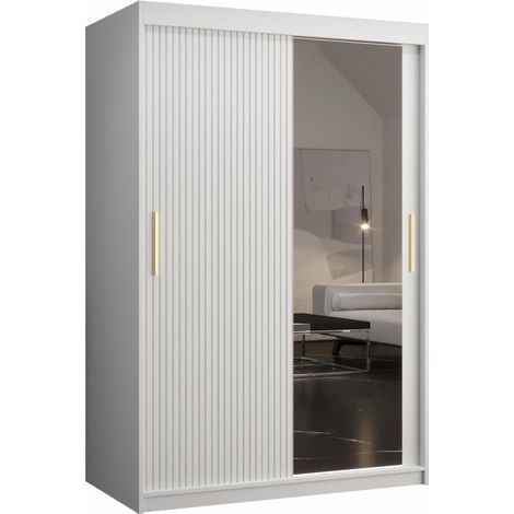 Armario Hartford 401, Blanco, 200x120x62cm, Puertas de armario: Correderas, Número de estantes: 5