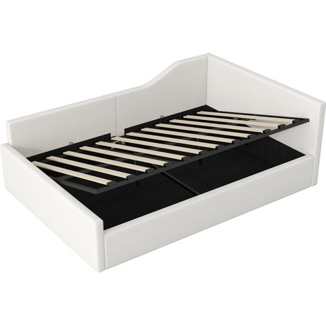 CAIziLit de jour rembourré 140x200 cm avec rangement en dessous, beige (1/5)