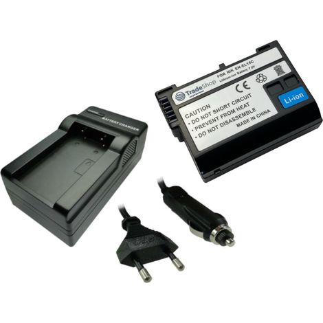 Trade-Shop 2in1 Set: Li-Ion Akku 2400mAh + Ladegerät kompatibel mit Nikon D500 D600 D610 D750 D850 D7000 D7100 D7200 D7500 D800 D800E D810 D810A (1/4)