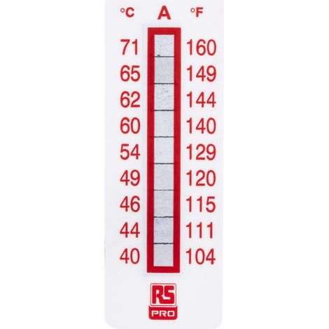 Étiquette thermosensible RS PRO 40°C à 71°C 9 niveaux ( Prix pour Paquet de 10 ) (1/2)
