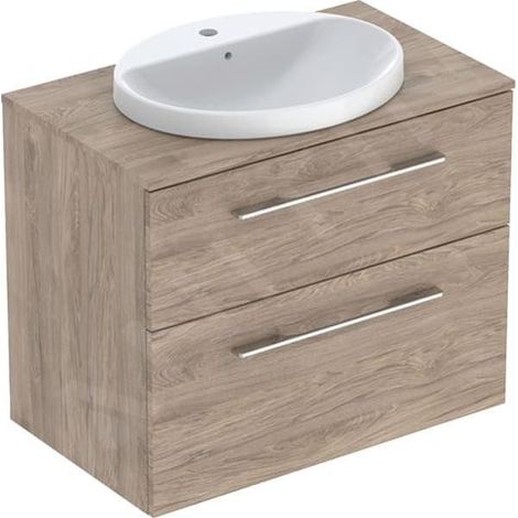 Geberit Selnova Square - Meuble avec lave-mains, 79 x 50 x 70 cm, 2 tiroirs, noix de hickory 502.874.00.1 (1/2)
