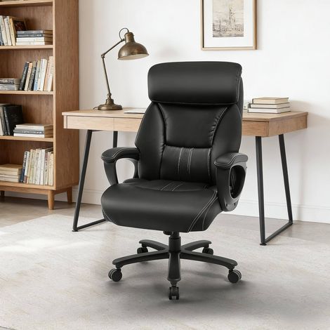 Ergonomischer Buerostuhl aus Kunstleder, hoehenverstellbar, schwarz HAVRYA (1/5)