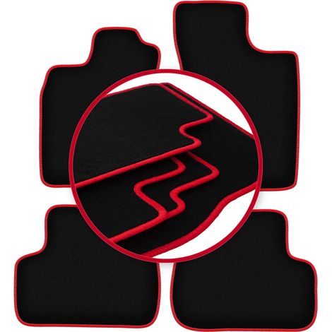 Tapis de sol en velours à bordure rouge pour : Renault Twingo I hatchback (1993-2006) (1/5)
