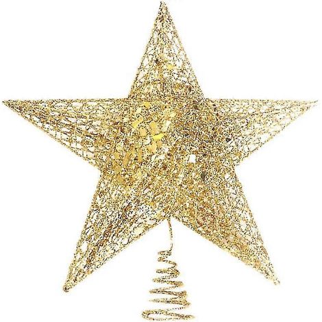 Adorno de estrella para la cima del árbol de Navidad, adorno colgante de lentejuelas para árbol de Navidad, dorado, 15 cm. (1/5)
