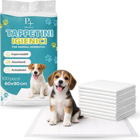 100 Tappetini igienici per cani e animali domestici da 60x90 cm Super Assorbenti - Evitano la fuoriuscita di liquidi proteggendo le superfici - 10 con (1/5)