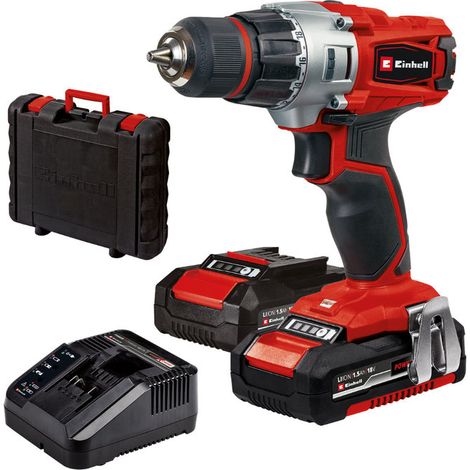 Einhell Perceuse Visseuse sans fil TE-CD 18/2 Li Kit Power X-Change (Li-ion, 18V, Couple 44 Nm) Livré avec 2 Batteries 1,5Ah et Chargeur (1/5)