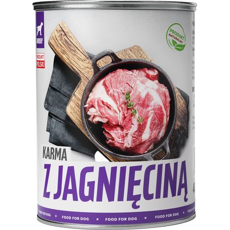 Comida húmeda para perros TufTuf, lata de cordero de 400 g, carne en conserva.