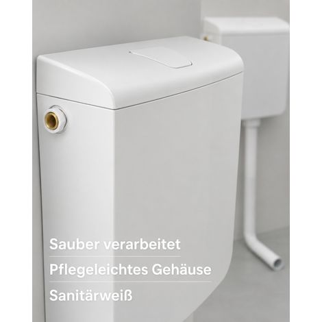 BADfabrik24 Universal Aufputz-Spülkasten mit Spülstopp, 6/9 l, Weiß (1/4)