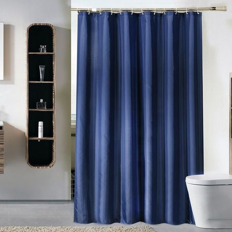 1pc Pretty Anti-Mold Waterproof Shower Curtain, 180x180cm (Dark Blue) (1/5)