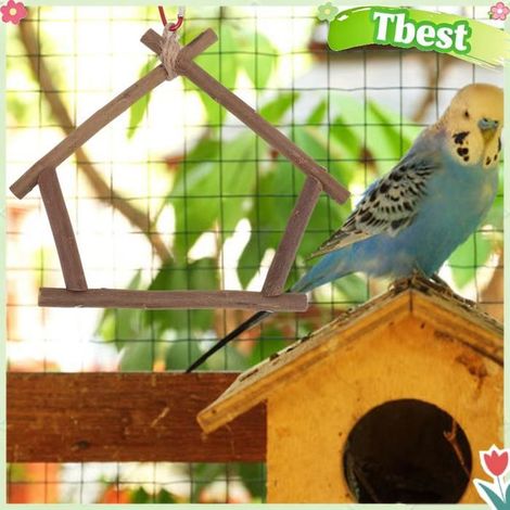 Tbest Perche d’oscillation d’oiseau en bois Perchoir à Oiseaux en Bois pour Calopsitte, Perruche, Inséparable - animalerie jouet (1/5)