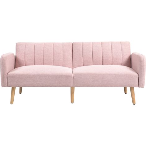 Canapé convertible 2 places design scandinave dossier inclinable 3 positions pieds bois rose
